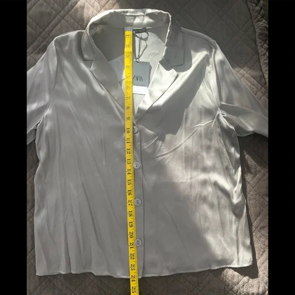 NWT Zara 100% Silk Gray Shirt - Picture 13 of 13